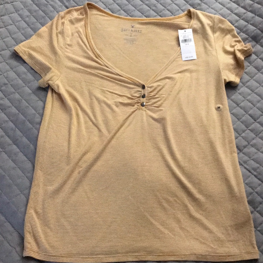 Button down American Eagle striped t-shirt